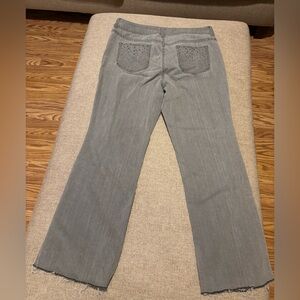 Chico’s Rough Cut Thin Grey with Stones on the Back Pockets Jeans